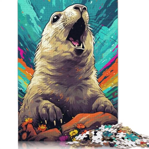 Puzzle mit 1000 Teilen für Erwachsene farbiges Murmeltier-Puzzle für Erwachsene Papierpuzzle anspruchsvolles Spiel 1000 Teile (38 x 26 cm) von wuzihanptpt