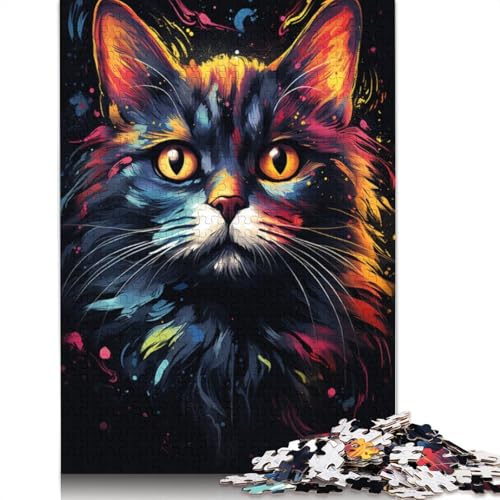 Puzzle mit 1000 Teilen für Erwachsene seltsames psychedelisches Puzzle mit Kleiner schwarzer Katze für Erwachsene Papierpuzzle für Familienspaß und Spieleabend 1000 Teile (38 x 26 cm) von wuzihanptpt