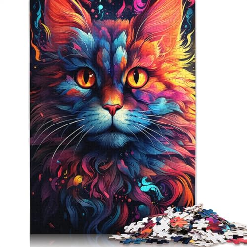 Puzzle mit 1000 Teilen für Erwachsene und Kinder seltsame psychedelische kleine Schwarze Katze Puzzles für Papierpuzzles pädagogisches Spielzeug zum Stressabbau Puzzle 1000 Teile (38 x 26 cm) von wuzihanptpt