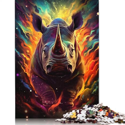 Puzzle mit 1000 Teilen für Erwachsene. Buntes Nashorn-Puzzle für Erwachsene. Papierpuzzle. Herausforderndes Spiel. 1000 Teile (38 x 26 cm). von wuzihanptpt