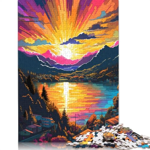 Puzzle mit 1000 Teilen psychedelische farbenfrohe Landschaft Puzzle für Erwachsene Papierpuzzle praktisches Spiel 1000 Teile (38 x 26 cm) von wuzihanptpt