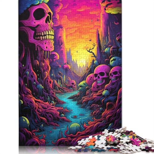 Puzzle mit 1000 Teilen seltsame psychedelische Totenkopfwelt Puzzle Holzpuzzle Lernspielzeug 1000 Teile (75 x 50 cm) von wuzihanptpt