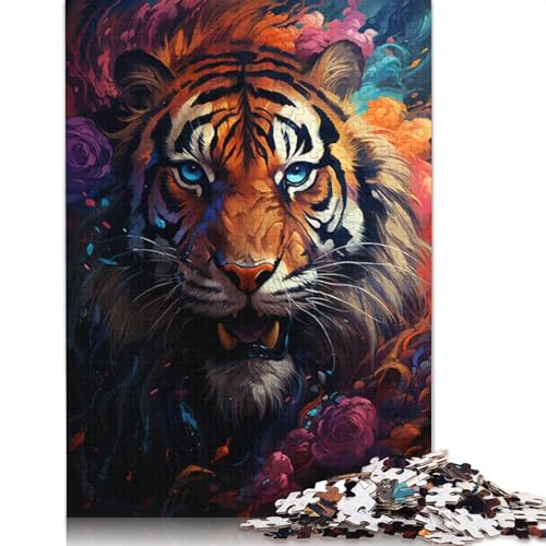 Puzzle mit 1000 Teilen wildes Gemälde exotischer Tiger Puzzle für Erwachsene Holzpuzzle anspruchsvolles Spiel 1000 Teile (75 x 50 cm) von wuzihanptpt