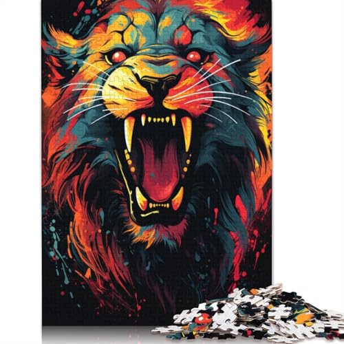 Puzzle mit 1000 Teilen wildes farbenfrohes Löwen-Puzzle für Erwachsene Holzpuzzle anspruchsvolles Spiel 1000 Teile (75 x 50 cm) von wuzihanptpt