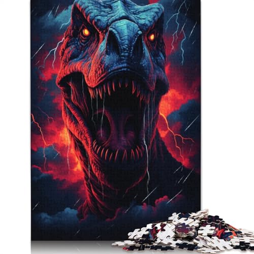 Puzzle mit 1000 Teilen wütender Tyrannosaurus Rex Puzzle für Erwachsene Papierpuzzle praktisches Spiel 1000 Teile (38 x 26 cm) von wuzihanptpt