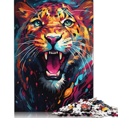 Puzzle zum Malen Kunst Leopard 1000 Teile Puzzle aus Holz für Erwachsene und Kinder ab Jahren Lernspiel Herausforderungsspielzeug 1000 Teile (75 x 50 cm) von wuzihanptpt