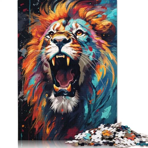 Puzzle zum Malen eines bunten Löwen 1000 Teile Papierpuzzle für Erwachsene und die ganze Familie anspruchsvolles Spiel 1000 Teile (38 x 26 cm) von wuzihanptpt