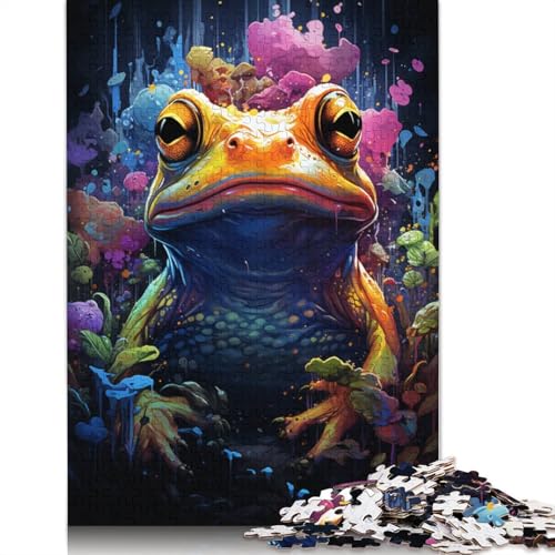 Puzzle zum Malen farbenfrohe Froschkunst 1000 Teile Puzzle aus Holz für Erwachsene und Kinder ab Jahren Lernspiel Herausforderungsspielzeug 1000 Teile (75 x 50 cm) von wuzihanptpt