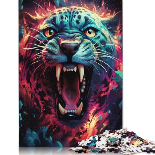 Puzzles für Erwachsene farbenfrohe Psychedelie mit süßen kleinen kosmischen Leoparden 1000-teiliges Puzzle für Erwachsene und Kinder Holzpuzzle für Erwachsene und Kinder ab einem Alter von 10 Jahren von wuzihanptpt