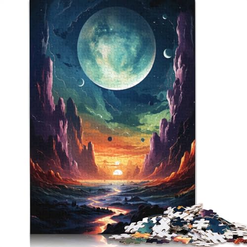Puzzles für farbenfrohe Psychedelia der Planeten 1000-teiliges Puzzle aus Holz für Erwachsene und Kinder ab Jahren Unterhaltung 1000 Teile (75 x 50 cm) von wuzihanptpt