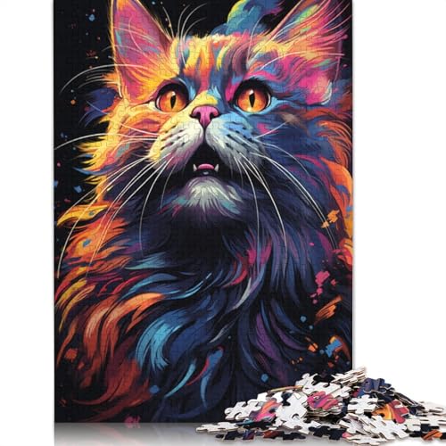 Puzzles für farbenfrohe exotische Zeichenkatzen 1000-teiliges Puzzle aus Holz für Erwachsene und Kinder ab Jahren Unterhaltung 1000 Teile (75 x 50 cm) von wuzihanptpt