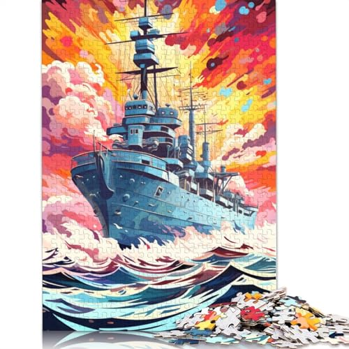 Puzzles für farbenfrohe psychedelische Retro-Schlachtschiffe 1000 Teile Holzpuzzle für Erwachsene und Kinder ab Jahren Unterhaltung 1000 Teile (75 x 50 cm) von wuzihanptpt