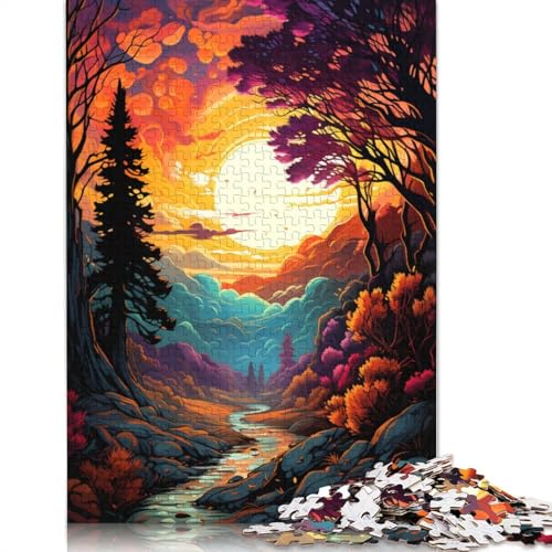 Puzzlespiel mit 1000 Teilen Fantasie-Sonnenuntergangslandschaft Puzzle für Erwachsene Holzpuzzle Heimdekoration 1000 Teile (75 x 50 cm) von wuzihanptpt