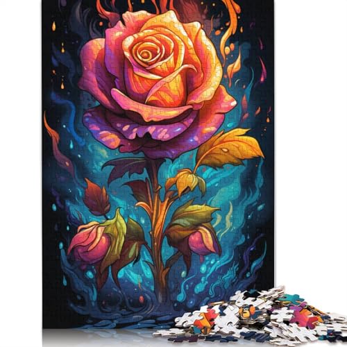Puzzlespiel mit 1000 Teilen Farbfantasie-Rose Puzzle für Erwachsene Holzpuzzle Lernspiel Herausforderungsspielzeug 1000 Teile (75 x 50 cm) von wuzihanptpt