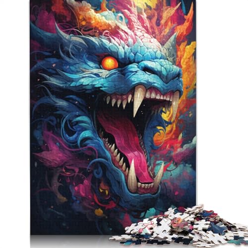 Puzzlespiel mit 1000 Teilen Farbmalerei Drachenpuzzle für Erwachsene Papierpuzzle Lernspiel Herausforderungsspielzeug 1000 Teile (38 x 26 cm) von wuzihanptpt