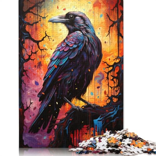 Puzzlespiel mit 1000 Teilen Farbmalerei Krähen-Puzzle für Erwachsene Holzpuzzle Heimdekoration 1000 Teile (75 x 50 cm) von wuzihanptpt