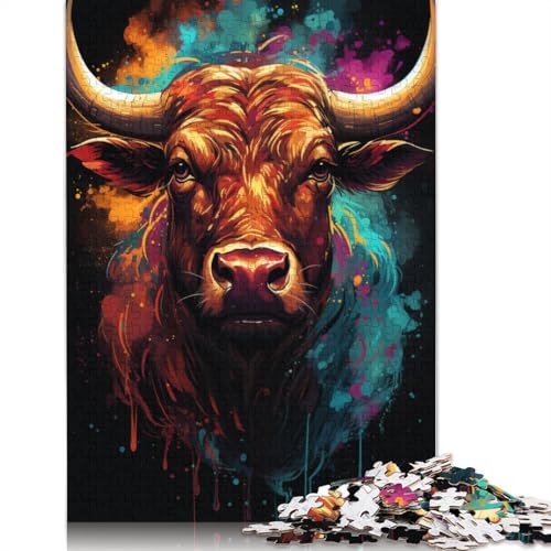 Puzzlespiel mit 1000 Teilen Farbmalerei Kuh-Puzzle für Erwachsene Papierpuzzle Lernspiel Herausforderungsspielzeug 1000 Teile (38 x 26 cm) von wuzihanptpt
