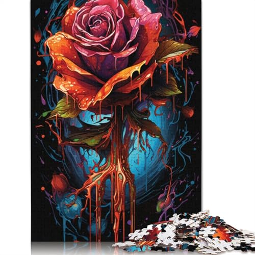 Puzzlespiel mit 1000 Teilen blutiges Gemälde Rosenpuzzle für Erwachsene Holzpuzzle Lernspiel Herausforderungsspielzeug 1000 Teile (75 x 50 cm) von wuzihanptpt