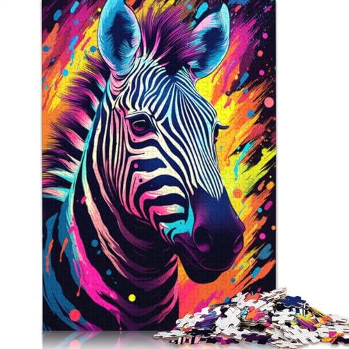 Puzzlespiel mit 1000 Teilen farbiges Zebra-Puzzle für Erwachsene Papierpuzzle Lernspiel Herausforderungsspielzeug 1000 Teile (38 x 26 cm) von wuzihanptpt