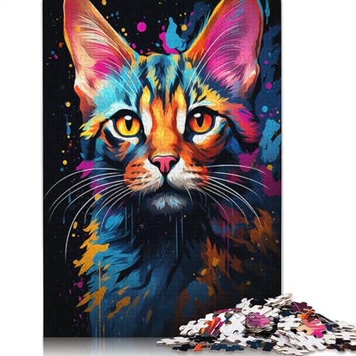 Puzzlespiel mit 1000 Teilen geheimnisvolle Savannenkatze Puzzle für Erwachsene Papierpuzzle Lernspiel Herausforderungsspielzeug 1000 Teile (38 x 26 cm) von wuzihanptpt