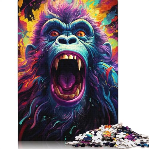 für Erwachsene 1000-teiliges Puzzle-Geschenk bizarres buntes Affen-Puzzle Holzpuzzle pädagogisches Stressabbau-Spielzeug Puzzle 1000-teilig (75 x 50 cm) von wuzihanptpt