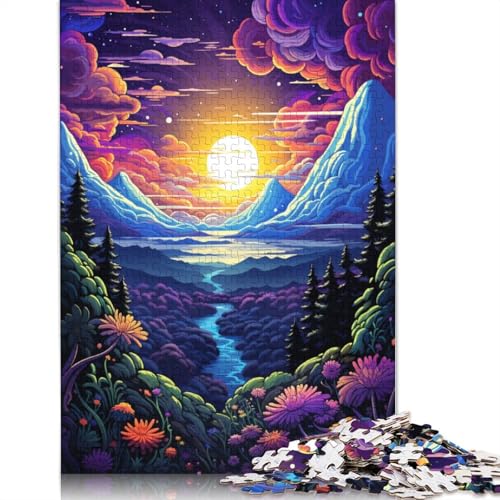 für Erwachsene 1000-teiliges Puzzle-Geschenk farbenfrohe psychedelische Fantasielandschaft Puzzle aus Papier pädagogisches Spielzeug zum Stressabbau Puzzle 1000-teilig (38 x 26 cm) von wuzihanptpt