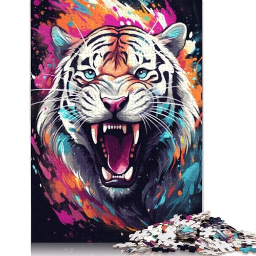für Erwachsene Puzzle Doodle Bunte Tiger Puzzles für Erwachsene 1000 Teile Holzpuzzles für Erwachsene und Kinder ab Alter Denksportspiel 1000 Teile (75x50cm) von wuzihanptpt