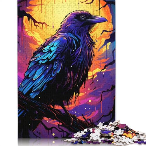 für Erwachsene Puzzle Farbmalerei Krähe Puzzle für Erwachsene 1000 Teile Papierpuzzles für Erwachsene und Kinder ab Alter Denksportspiel 1000 Teile (38x26cm) von wuzihanptpt