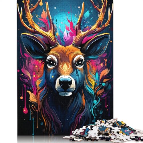 für Erwachsene Puzzle Hirsch Buntes psychedelisches Puzzle für Erwachsene 1000-teilig Papierpuzzle für Erwachsene und Kinder ab Alter Denksportspiel 1000-teilig (38x26cm) von wuzihanptpt