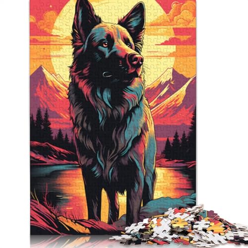 für Erwachsene Puzzle Kaukasischer Hund bei Sonnenuntergang Puzzle für Erwachsene 1000 Teile Papierpuzzle für Erwachsene und Kinder ab Alter Denksportspiel 1000 Teile (38x26cm) von wuzihanptpt