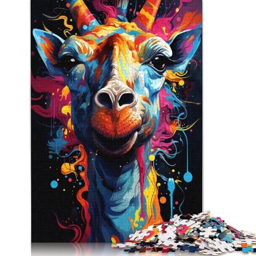 für Erwachsene Puzzle Malen Farbige Giraffe Puzzle für Erwachsene 1000 Teile Papierpuzzle für Erwachsene und Kinder ab Alter Denksportspiel 1000 Teile (38x26cm) von wuzihanptpt