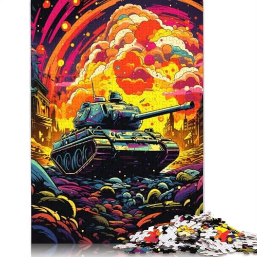 für Erwachsene Puzzle Psychedelic Color Tank Puzzles für Erwachsene 1000 Teile Papierpuzzles für Erwachsene und Kinder ab Alter Denksportspiel 1000 Teile (38x26cm) von wuzihanptpt