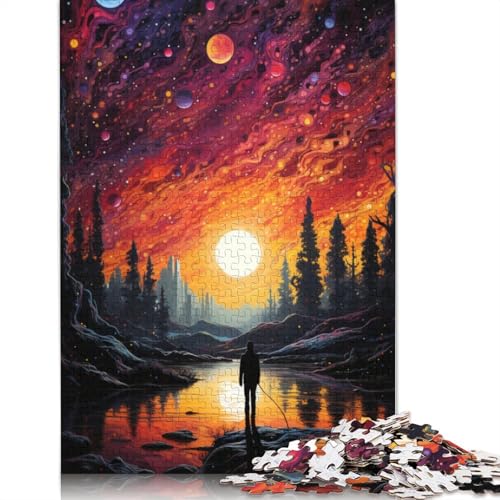 für Erwachsene Puzzle Psychedelische Landschaft Puzzle für Erwachsene 1000-teiliges Holzpuzzle für Erwachsene und Kinder ab Alter Home Art Decor 1000 Teile (75x50cm) von wuzihanptpt