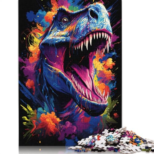 für Erwachsene Puzzle Wilde Bunte Dinosaurier Puzzles für Erwachsene 1000 Teile Papierpuzzles für Erwachsene und Kinder ab Alter Denksportspiel 1000 Teile (38x26cm) von wuzihanptpt