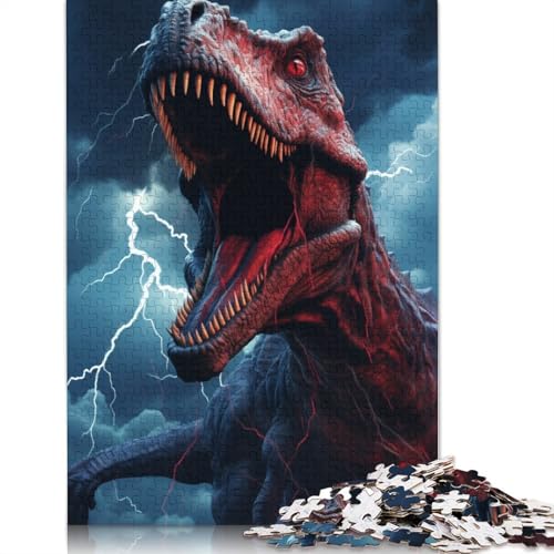 für Erwachsene Puzzle Wütender Tyrannosaurus Rex Puzzle für Erwachsene 1000 Teile Papierpuzzle für Erwachsene und Kinder ab Alter Denksportspiel 1000 Teile (38x26cm) von wuzihanptpt