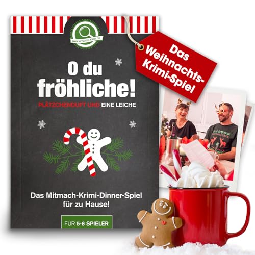 mitmach-krimi – O du fröhliche! Plätzchenduft und eine Leiche – Krimidinner Spiel für zuhause für 5-6 Personen – Krimispiel für Erwachsene – Weihnachts Krimi Dinner – Weihnachtsspiel ab 16 Jahre von www.mitmach-krimi.de