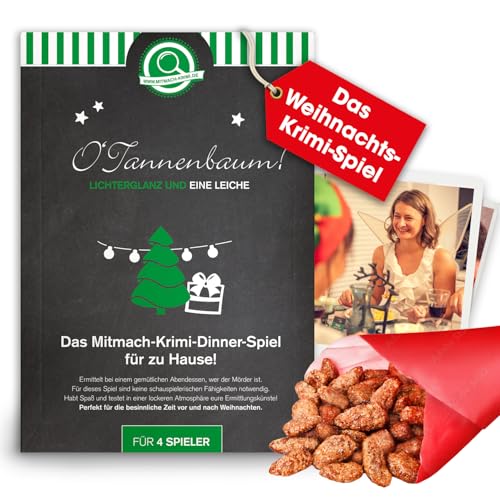 mitmach-krimi – O Tannenbaum! Lichterglanz und eine Leiche – Krimi Dinner Spiel für zuhause für 4 Personen – winterlich – Weihnachts Krimidinner von www.mitmach-krimi.de