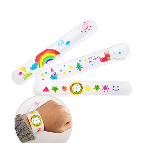 xbiez 12 Stück DIY Leere Slap Armbänder Party Ostergeschenke Für Kinder Kunsthandwerk Kinderspielzeug 2 Mädchen von xbiez