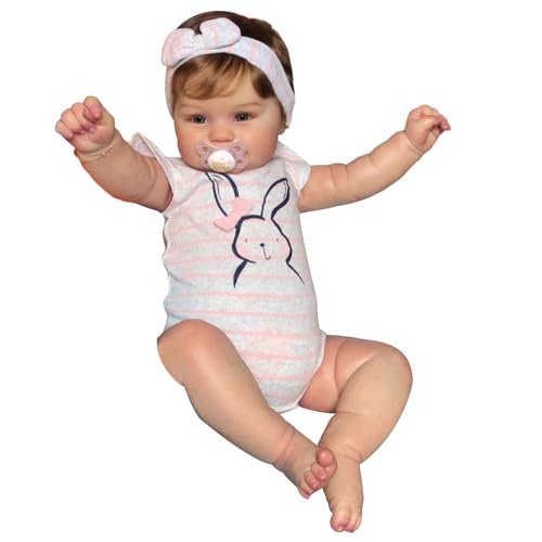 xbiez 50 cm Baby Wiedergeburt Mit Handgefertigter Implantierter Haarpuppe Mit Bewegter Arm Und Bein Kuschelpuppe Für Kleinkind Geburtstagsgeschenk von xbiez