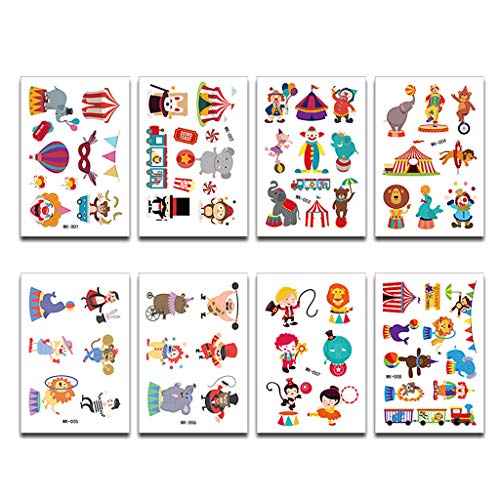 xbiez 8 Blatt Cartoon Zirkus Aufkleber Für Kinder Niedlich Temporäre Kunst C Laptop Aufkleber von xbiez