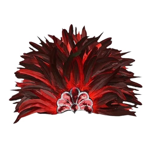 xbiez Damen Pailletten-Stirnband mit Federn, übertriebener Kopfschmuck mit elastischem Band für Karneval, Party, Aufführungen und besondere Anlässe, Halloween-Kopfschmuck xbiez Damen Pailletten-Stirnband mit Federn, übertriebener Kopfschmuck mit elastischem Band für Karneval, Party, Aufführungen und besondere Anlässe, Halloween-Kopfschmuck von xbiez