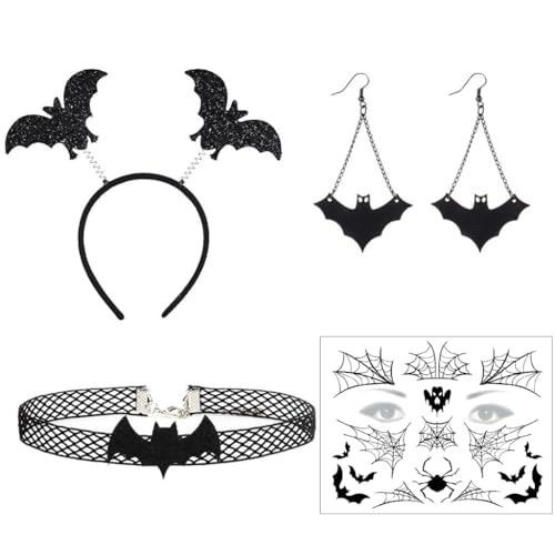 xbiez Festliche Halloween-Kopfbedeckung und Choker-Ohrringe, festliches Accessoire, bequemer Stoff für Frauen für Kostümpartys xbiez Festliche Halloween-Kopfbedeckung und Choker-Ohrringe, festliches Accessoire, bequemer Stoff für Frauen für Kostümpartys von xbiez