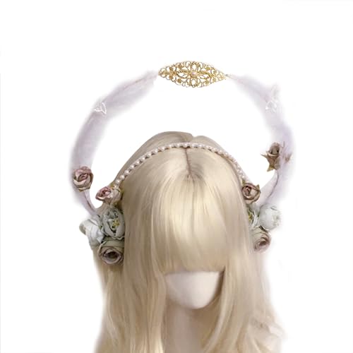 xbiez Halloween Party Requisiten Cosplay Doppel Prinzessin Stirnband Künstliche Perle für Kopf Hoop Mädchen Frauen Haarband xbiez Halloween Party Requisiten Cosplay Doppel Prinzessin Stirnband Künstliche Perle für Kopf Hoop Mädchen Frauen Haarband von xbiez