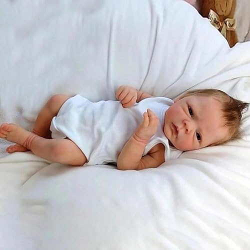 xbiez Junge Augen Öffnen 18 Zoll Realistische Babypuppe Für Jungen/Mädchen Silikon Handgemachtes Puppengeschenk Für Kinder Kleinkinder Beschädigung von xbiez