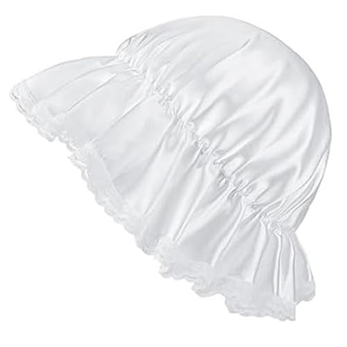 xbiez Kolonial-Kostüm-Set, weiß, Haube, Schal, Dienstmädchen, halbe Schürze, weiße Mobskappen, Halloween, Kolonial-Kostüm-Set, 3-teilig von xbiez