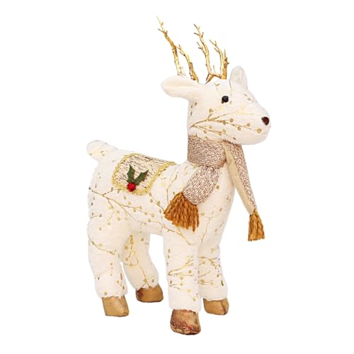 xbiez Rentier mit Schal Puppen Plüsch Winter Dekor Weihnachten Regal Sitter Plüschpuppe Handgemacht (mit Schal) von xbiez