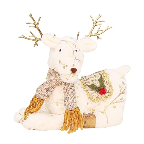 xbiez Rentier mit Schal Puppen Plüsch Winter Dekor Weihnachten Regal Sitter Plüschpuppe Handgemacht (mit Schal) von xbiez