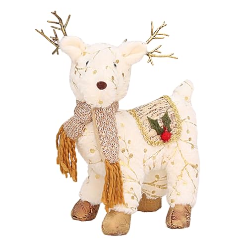 xbiez Rentier mit Schal Puppen Plüsch Winter Dekor Weihnachten Regal Sitter Plüschpuppe Handgemacht (mit Schal) von xbiez