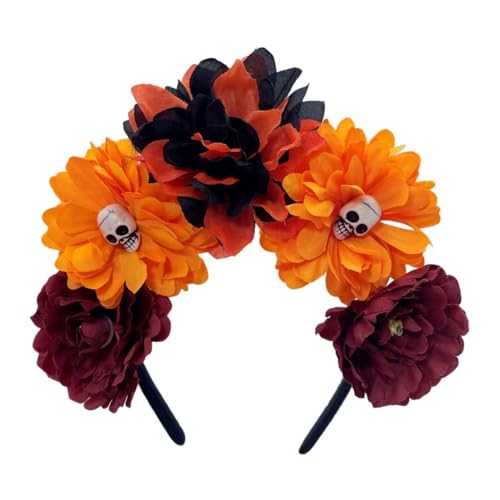 xbiez Rose Hexe Kostüm Haarreifen Dunkle Blume Schädel Haarstyling für Live Show Stirnband Karneval xbiez Rose Hexe Kostüm Haarreifen Dunkle Blume Schädel Haarstyling für Live Show Stirnband Karneval von xbiez