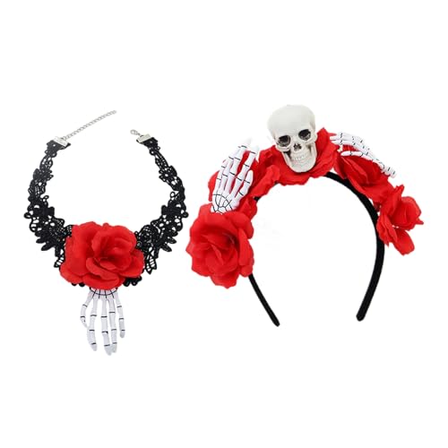 xbiez Tag der Toten Kostüm Accessoires Dias Des Los Muerto Damen Kostüm Halloween Cosplay Blumenkronen Stirnband Tag der Toten Senorita von xbiez